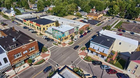 Premium Photo | Image of Shopping district of Auburn, Indiana from above