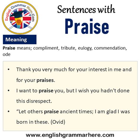 Sentences with Praise, Praise in a Sentence and Meaning - English Grammar Here