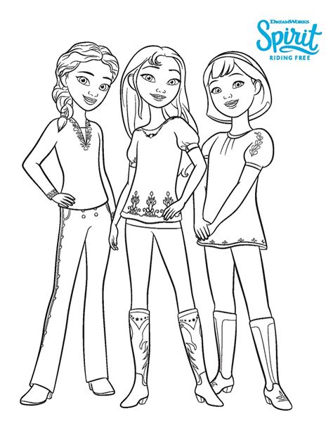 Girls from Spirit Riding Free Coloring Page - Free Printable Coloring ...