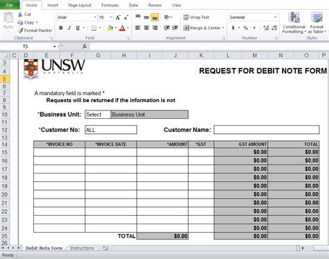 Debit Note Excel Template Format | Excel templates, Notes template, Excel