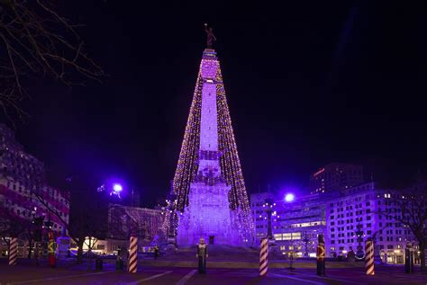 The "World's Largest Christmas Tree" In Indianapolis At Night