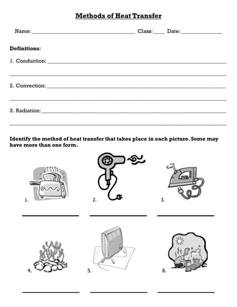 Methods Of Heat Transfer Worksheet