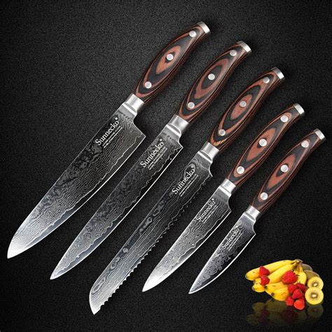 SUNNECKO 5PCS Chef Knife Sets 73 layers Japanese VG10 Damascus Steel ...