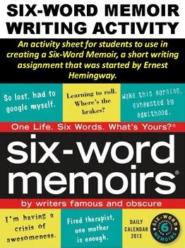 FREE Six-Word Memoir Writing Activity by Mz S English Teacher | TpT