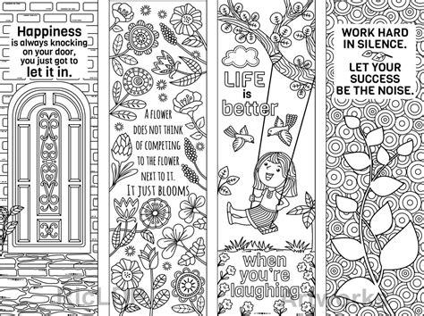 8 Coloring Bookmarks with Feel Good Quotes Printable Coloring Coloring Bookmarks Free, Free ...