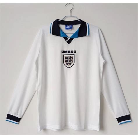 England Retro Soccer Jersey Home Long Sleeve Replica 1996 | Retro ...