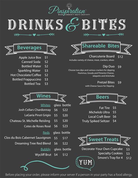 Tulsa Menu | Drinks, Wine, Beer, and Snacks