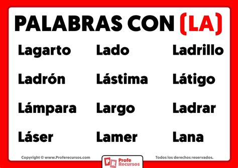 Palabras con La | Ejemplos de Palabras con La