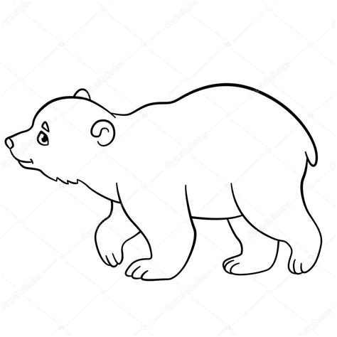 Pictures: cute baby polar bear | Coloring pages. Little cute baby polar bear walks. — Stock ...