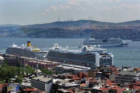 Cruise Ships Docked in Port in Istanbul in Turkey. Editorial Image - Image of cruise, year: 73941500