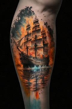 Pirate Ship Tattoo Drawing