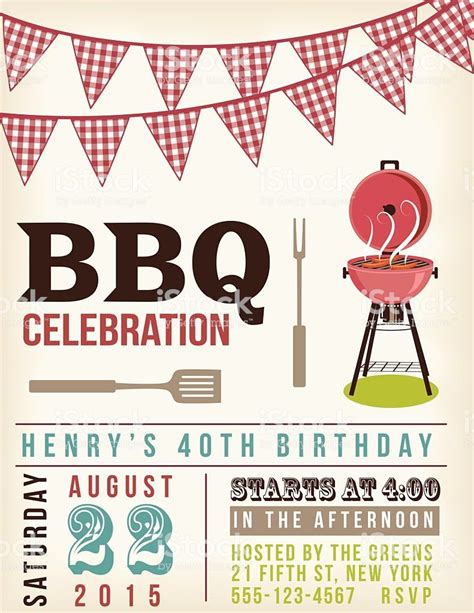 Retro BBQ Invitation Template. There are two rows of checkered ref... | Bbq party invitations ...