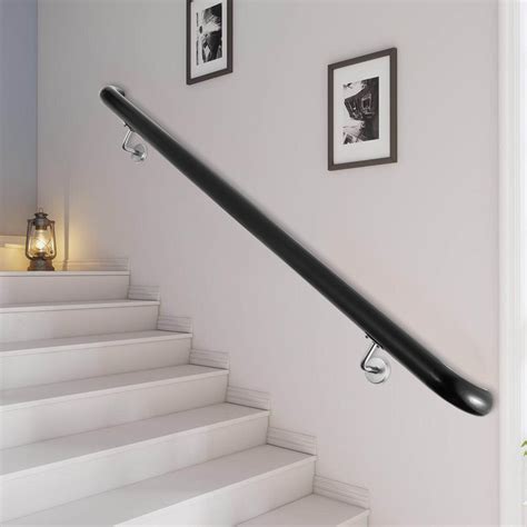 Aluminum Indoor Handrail for Stairs 3ft Length Black Wall-Mounted Round Tubes | VEVOR AU