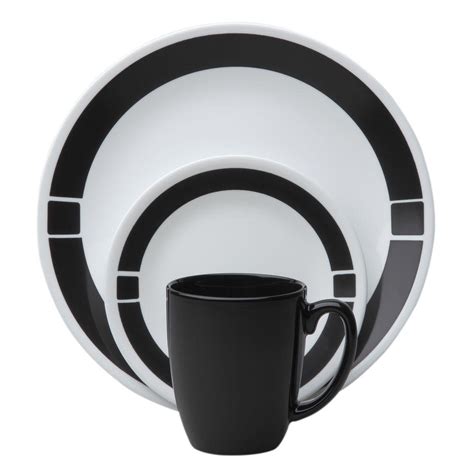 Corelle Livingware Urban Black 16-Piece Vitrelle Dinnerware Set-1060501 - The Home Depot