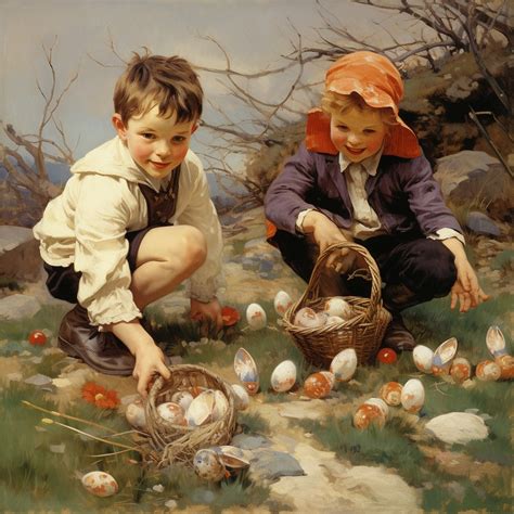 Vintage Children Easter Egg Hunt Free Stock Photo - Public Domain Pictures