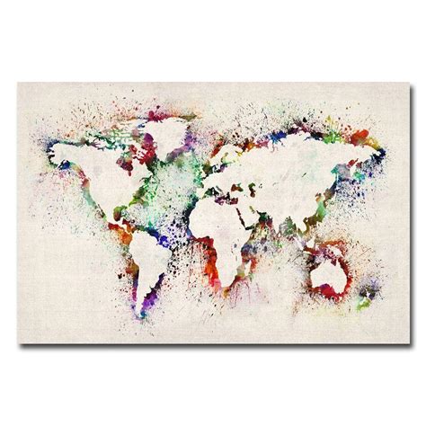 Trademark Fine Art 30 in. x 47 in. World Map - Paint Splashes Canvas ...