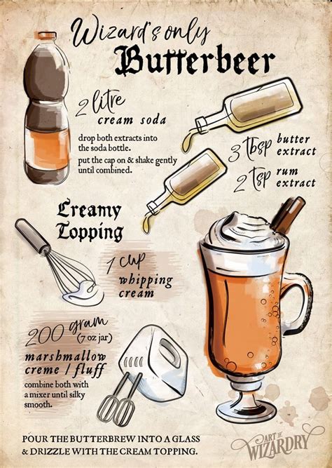 Harry Potter butterbeer illustrated recipe | Art of Wizardry | Harry ...