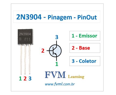 Pinagem - Pinout - Transistor - NPN - 2N3904 - Características - FVML