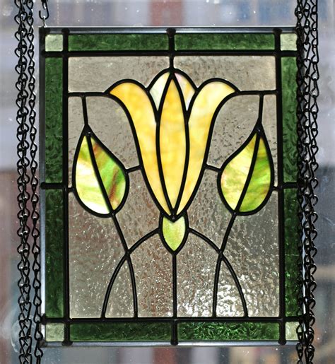 Yellow Flower Stained Glass Panel by WilliamsStainedGlass on Etsy