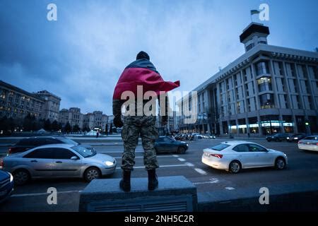 Ukrainian Nationalists OUN UPA flag. Black and red Ukraine flag with coat of arms trident Stock ...