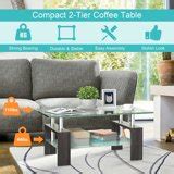 Wood Tempered Glass Top Coffee Table Rectangular w/ Shelf Home Furniture - Walmart.com