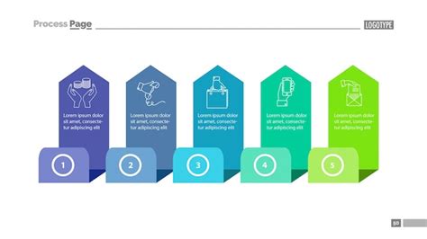 Five step process chart slide template Vector | Free Download