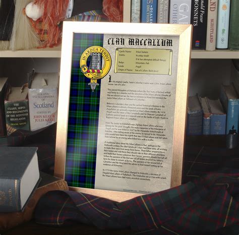 MacCallum Clan History Print - Choose Framed or Unframed.