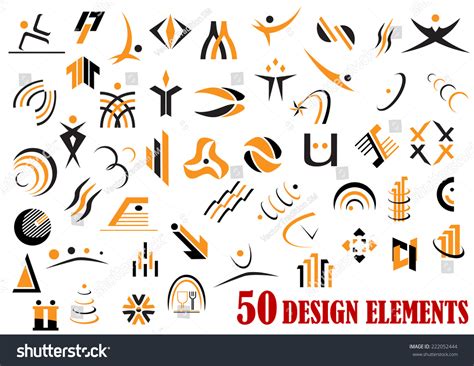 Fifty Abstract Design Elements In Black And Yellow For Web And Business ...