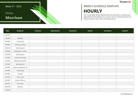 Excel Daily Work Schedule Template