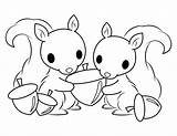 Squirrel Acorn Coloring Page sketch template