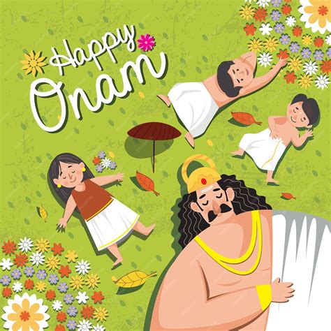 Premium Vector | Happy onam maveli and kids illustration