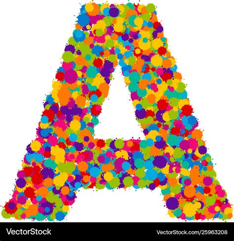 Colorful paint splashes font letter Royalty Free Vector