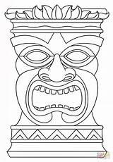 Hawaiian Tiki Masks Coloring Pages Sketch Page  faces sketch template