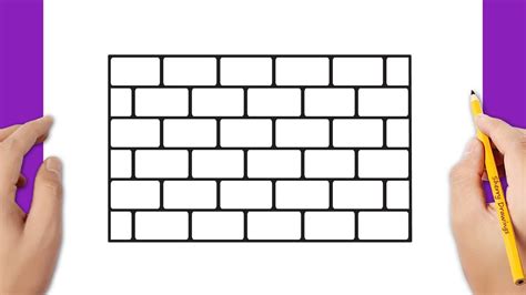 How to draw a brick wall - YouTube