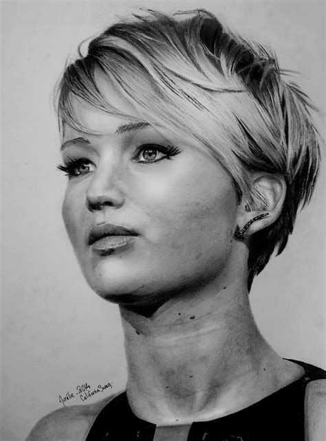 Jennifer Lawrence Drawing 2014 by Californiaswag.deviantart.com on @deviantART Short Haircut ...