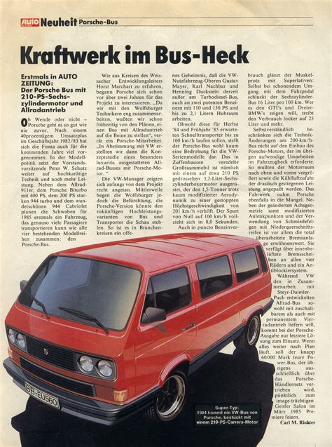 VW Bus B32 by Porsche (1984-1985, Deutsch) | Porsche cars history