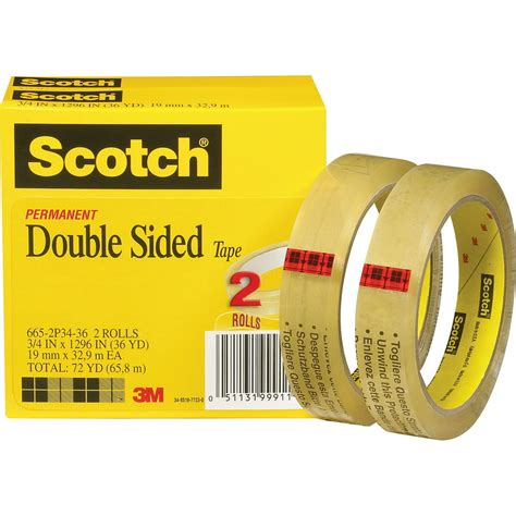 Scotch Permanent Double-Sided Tape - 3/4"W, Clear, 2 / Pack (Quantity) - Walmart.com - Walmart.com