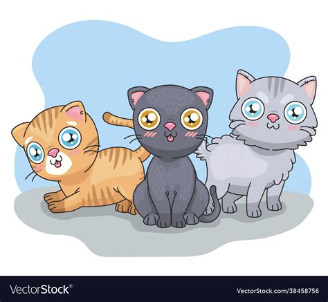 Cartoon Family Of 3 And A Cat