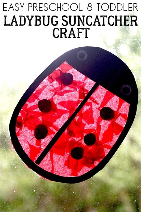 Easy Ladybug Preschool Suncatcher Craft for the Window