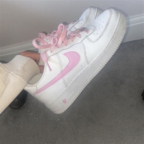 Airforce 1 with pink Worn only a couple times... - Depop