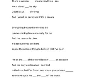 Song Worksheet: Top of the World - by the Carpenters