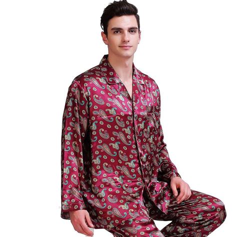 Mens Silk Satin Pajamas Set Pajama Pyjamas PJS Sleepwear Set Loungewear ...