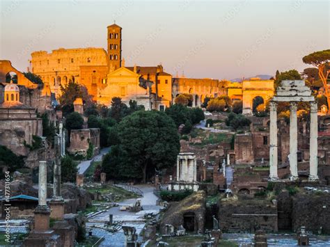 View of Foro Romano by the afternoon, from a viewpoint close to the ...