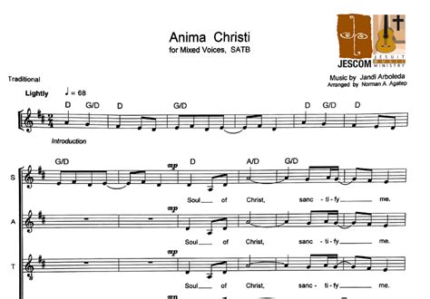 JesCom Philippines | ANIMA CHRISTI – Music Sheet