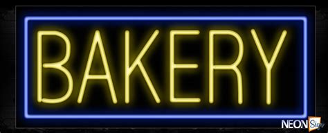 Bakery In Yellow With Blue Border Neon Sign - NeonSign.com