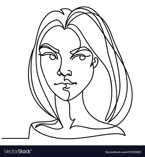 Angry woman one line portrait facial expression Vector Image