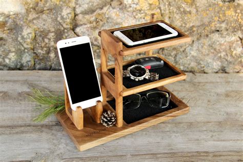 Best Gift For Fathers Day Wooden Phone Stand Docking Station | Etsy | Desktop organization ...