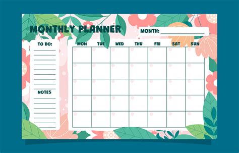 Monthly Planner Floral Themed Template 16388002 Vector Art at Vecteezy