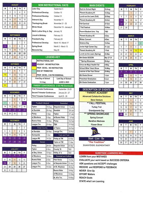 School Calendar | Sunnyside Union School District