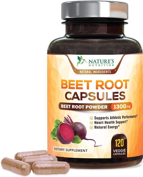 Nature's Nutrition Organic Beet Root Capsules, 1300mg Per Serving, 120 Ct. - Walmart.com